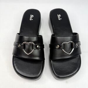 New Shein Black Heart Platform Slides 7